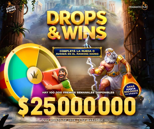 Drops & Wins 2026 – Spin, Collect and Win Big with Pragmatic Play - Join Drops & Wins 2026 by Pragmatic Play and enjoy a full year of rewards with every spin. Play selected slot games, collect Wheel pieces, and unlock instant prizes like Free Spins and multipliers up to 100,000x, all part of a massive €25,000,000 prize pool. Compete in daily tournaments and climb the leaderboard for even more chances to win.